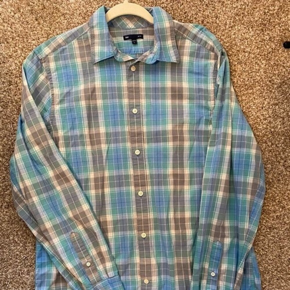 Gap Slim Fit Button-Down Long Sleeve Mens Shirt Size Large